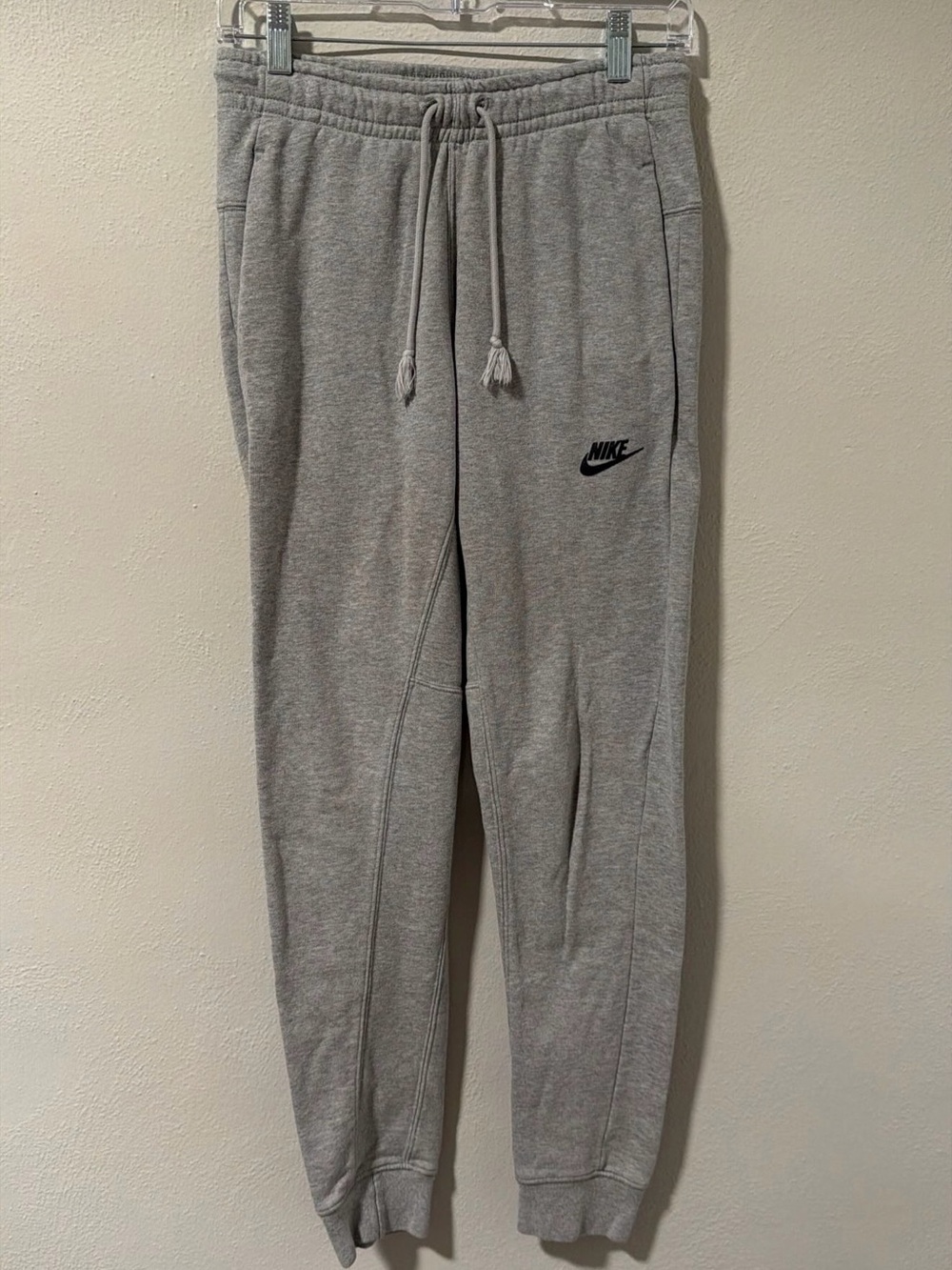 Nike Light Gray Fleece Jogger Pants with Black Swoosh